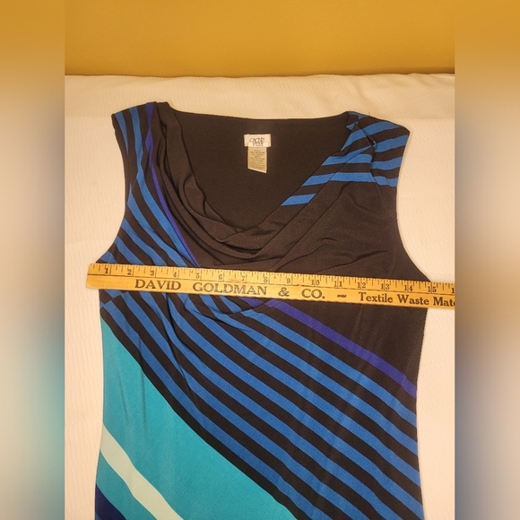Cache Striped Drape Neckline Stretch Slinky Professional Dress sz S - Picture 4 of 8